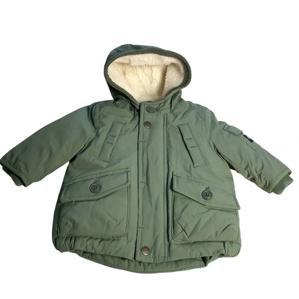 Baby Gap Infants Winter Coat Jacket with Hood Green 0-6 months